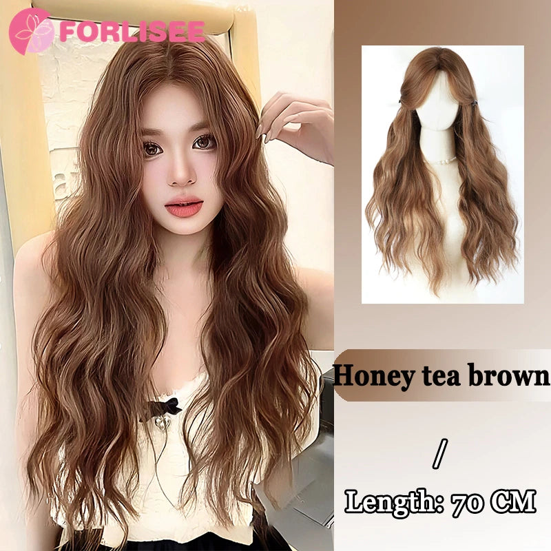 Forlisee Matte Wine Red Long Straight Wig with Bangs