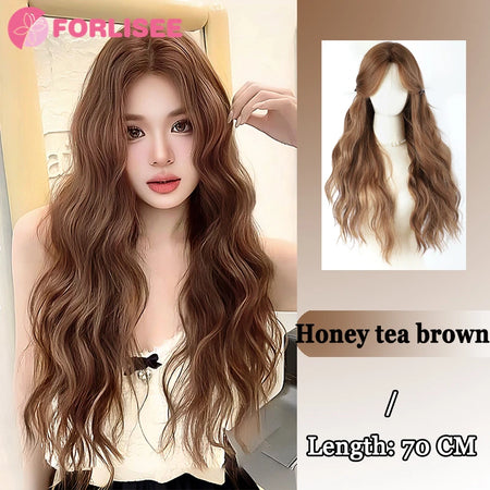 Forlisee Matte Wine Red Long Straight Wig with Bangs