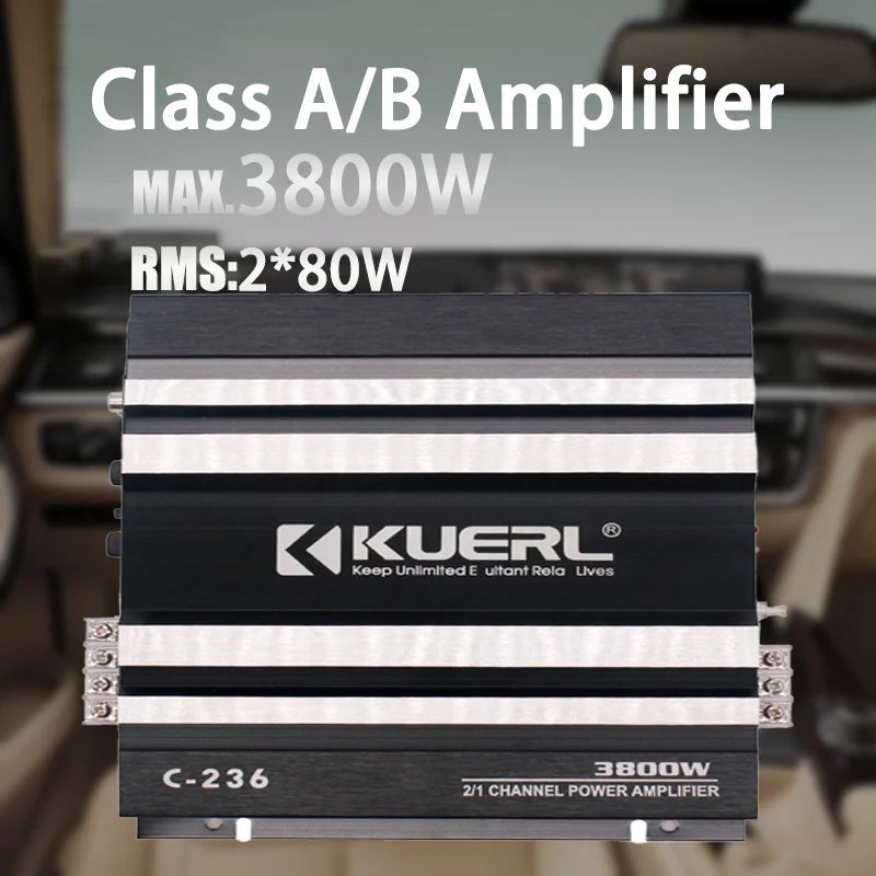 Усилитель для автомобиля ZUIDID C-236, 2 канала RMS 60W, алюминиевый сплав