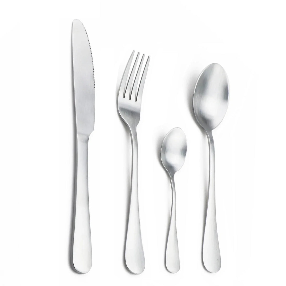Matte Silver Cutlery Set &ndash; Eco-Friendly Stainless Steel Dinnerware 4pcs
