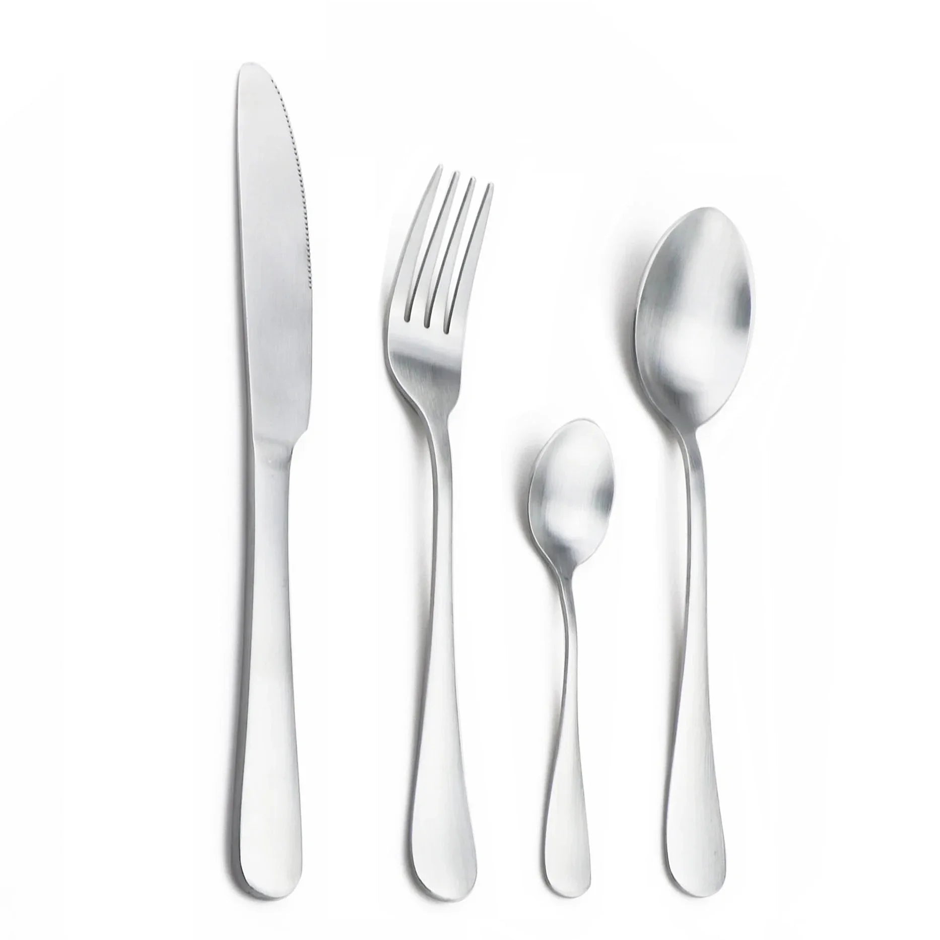 Matte Silver Cutlery Set &ndash; Eco-Friendly Stainless Steel Dinnerware 4pcs