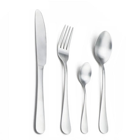 Matte Silver Cutlery Set &ndash; Eco-Friendly Stainless Steel Dinnerware 4pcs
