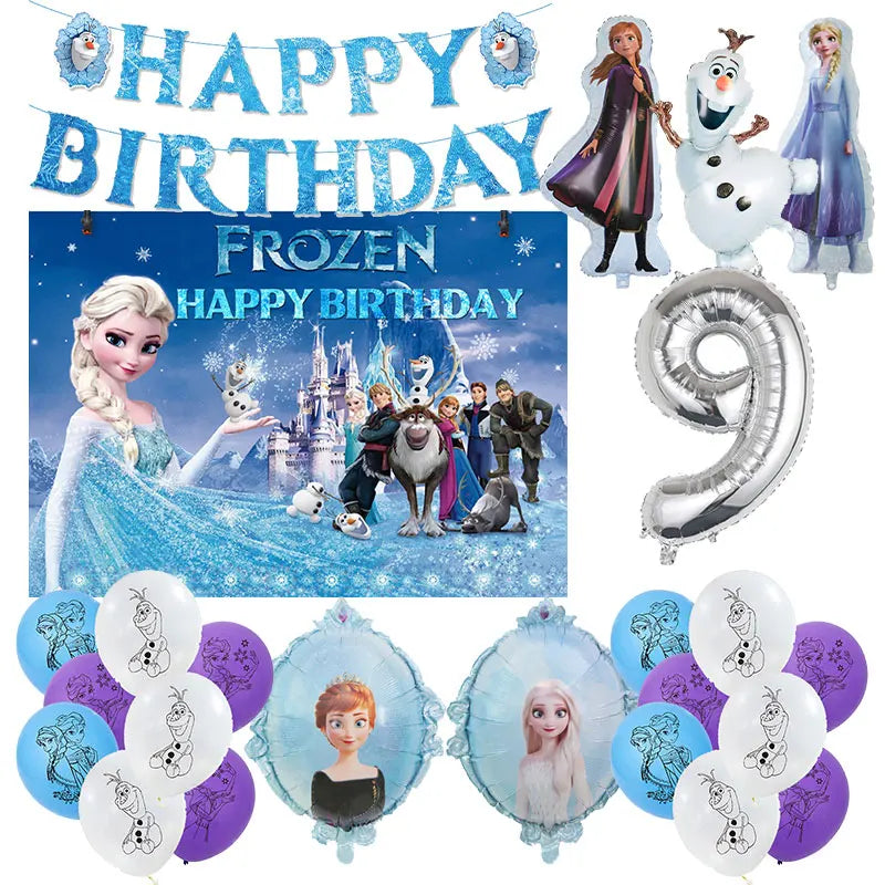 Birthday Party Supplies - Tablecloth, Tableware, Balloons &amp; Favors decoration set 9 / 12INCH