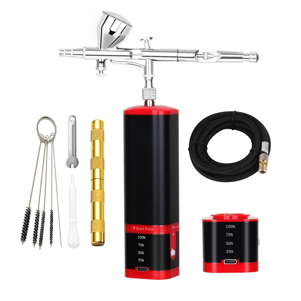 Portable Cordless Airbrush Mini Compressor Set - Noiseless D / CHINA