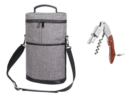 Cooler Bag for 2 Bottles &ndash; Portable Ice Carrier for Picnic Grey Opener
