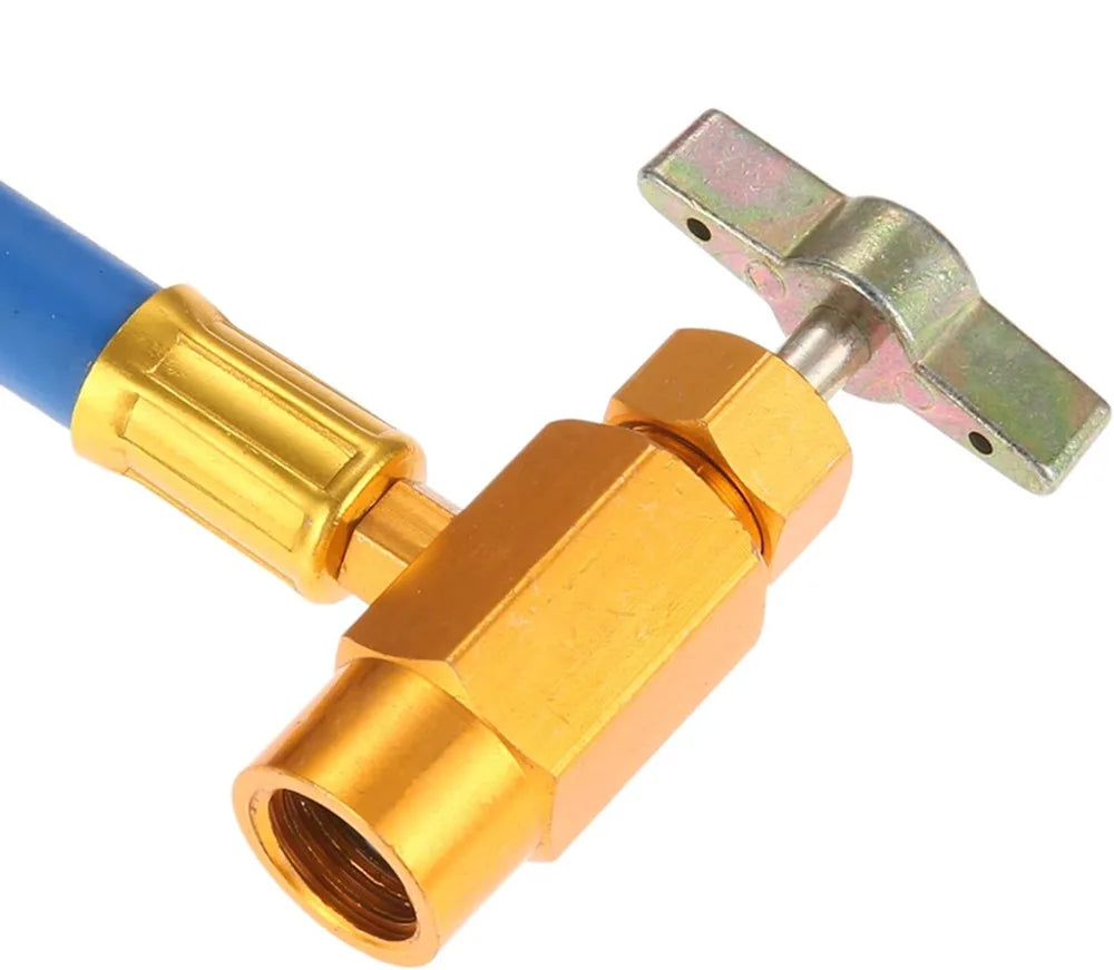 R134a Car AC Refrigeration Recharge Hose Kit with Pressure Gauge &amp; Quick Coupler