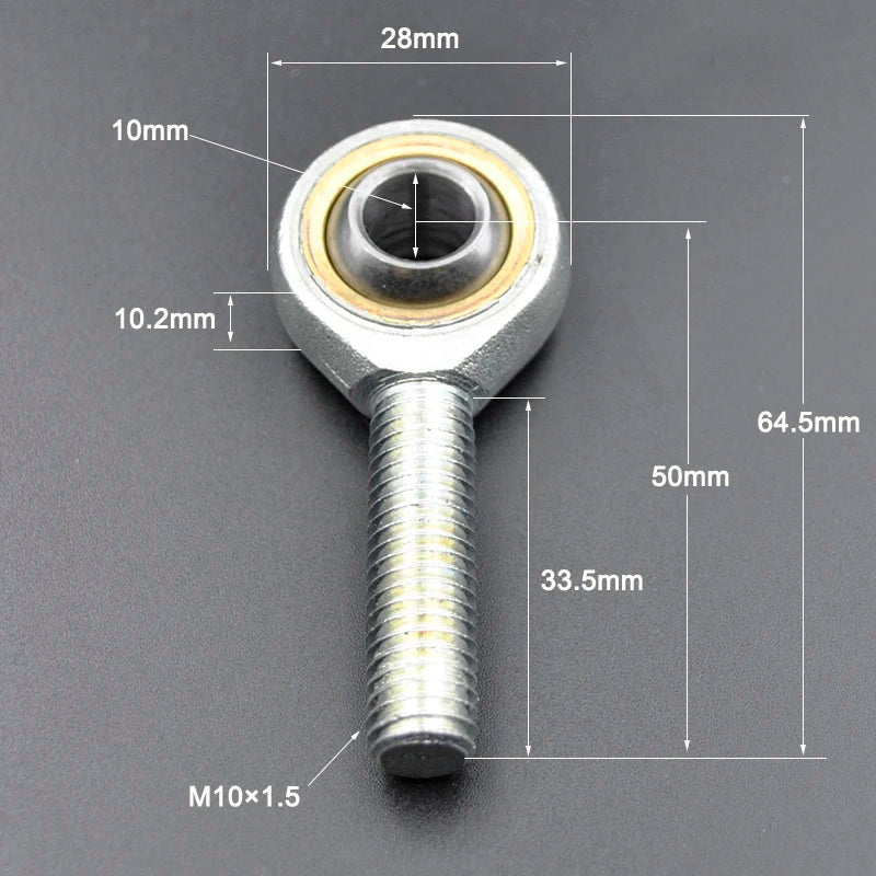 Rod End Bearing 5mm 6mm 8mm 10mm - Self Lubricating Joint Male 10mm / CHINA / Left Thread