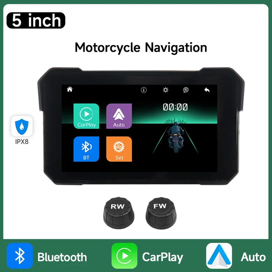 JIUYIN 5 Inch Motorcycle GPS &ndash; IPX8 Waterproof Navigation with Wireless Carplay and Android Auto