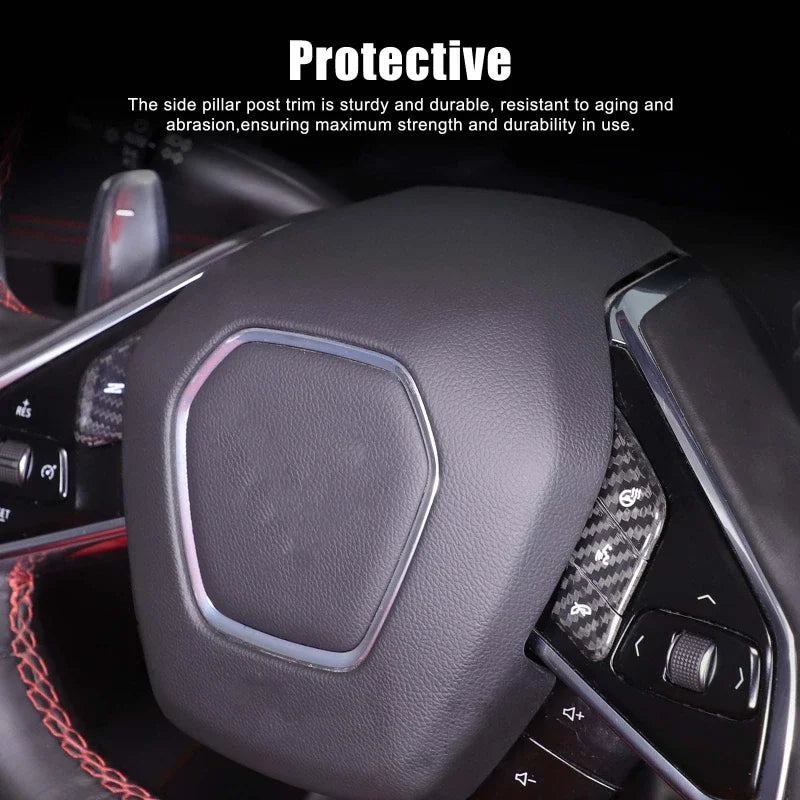 Tampa de Botão em Fibra de Carbono Real para Volante Corvette C8