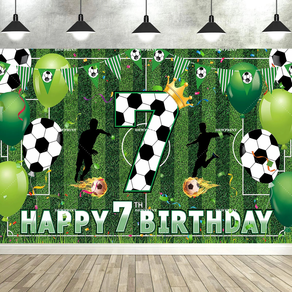Soccer Happy 6-12th Birthday Banner &ndash; Large Football Decor DEWY1297 / Polyester 150x100cm / CHINA