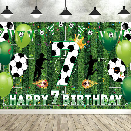 Soccer Happy 6-12th Birthday Banner &ndash; Large Football Decor DEWY1297 / Polyester 150x100cm / CHINA