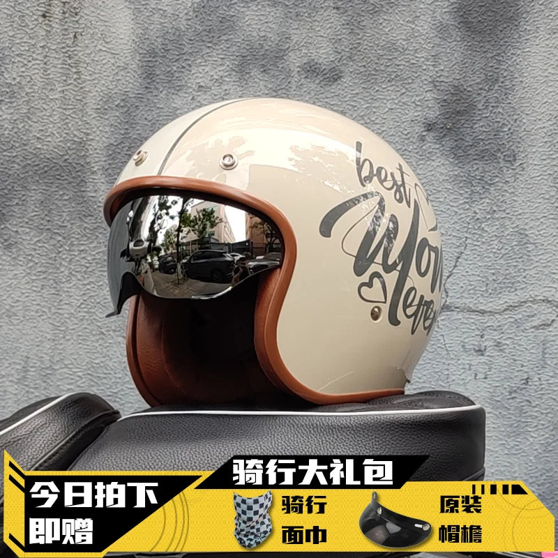 ORZ Retro Open Face Helmet 3-4 - Unisex DOT Certified