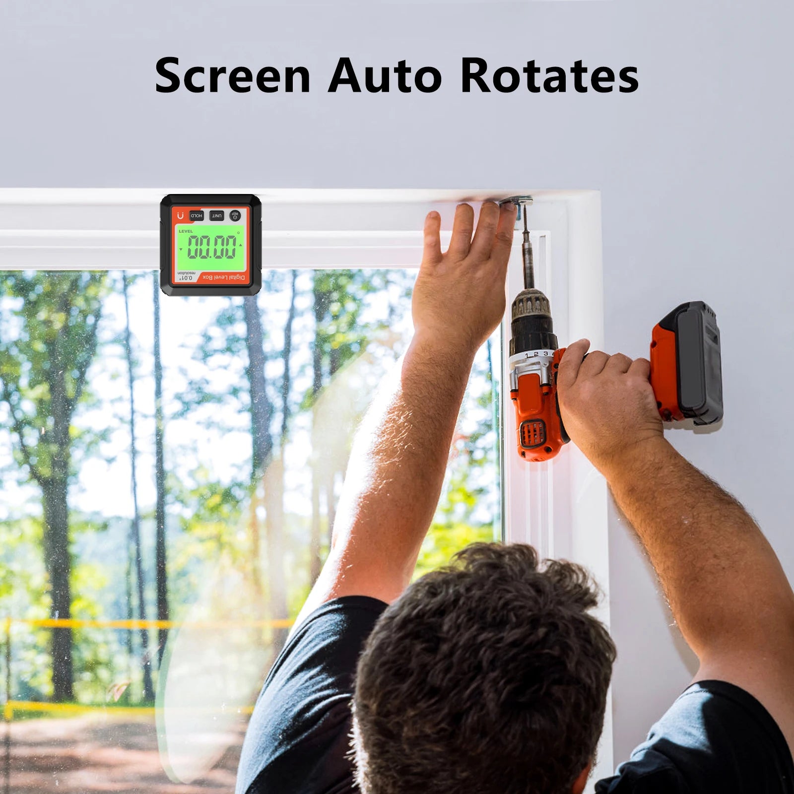Magnetic Digital Level Inclinometer - Backlit LCD Display