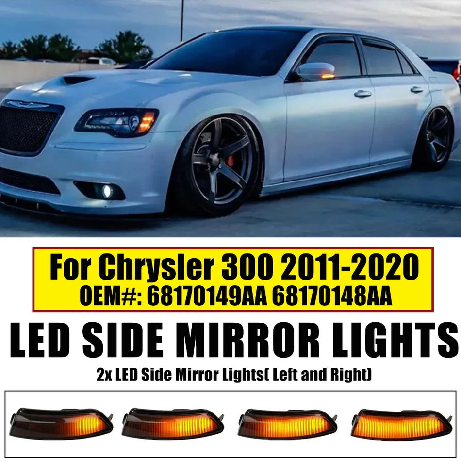 Luces de señal de giro LED ámbar secuenciales para Chrysler 300 2011-2020