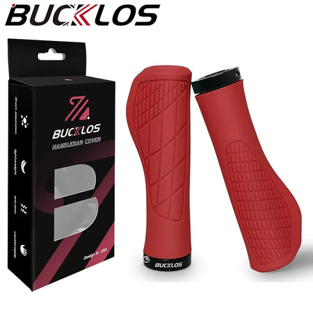 BUCKLOS Lockable Shock-Absorbing Bicycle Handlebar Grips Ergonomic-Red