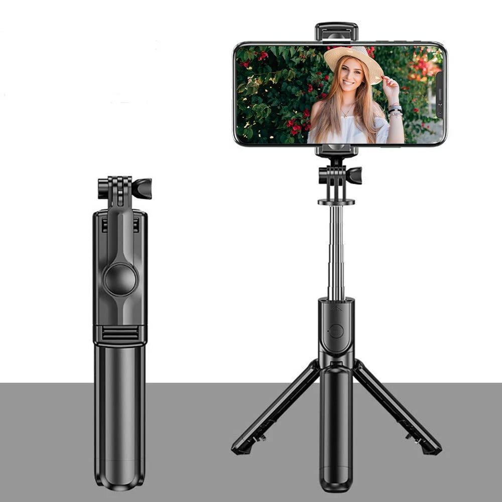 CrownQu Portable Wireless Selfie Stick &ndash; Multifunctional Tripod Design Black(No Light)