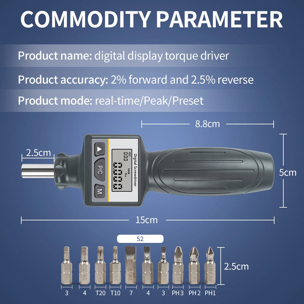 Digital Preset Display Torque Driver &ndash; 10 Bit Set Included