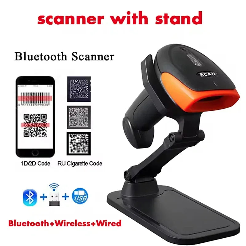 2D Handhel Barcode Scanner With Holder &ndash; Wireless Dual Mode scanner with stand