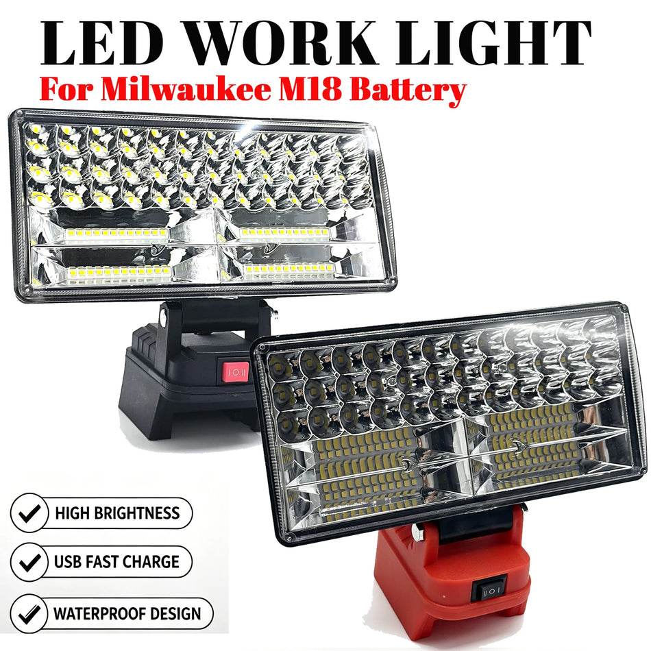Lanterna de Trabalho LED Sem Fios de 8 Polegadas 9000 Lumens Dual USB Para Milwaukee M18