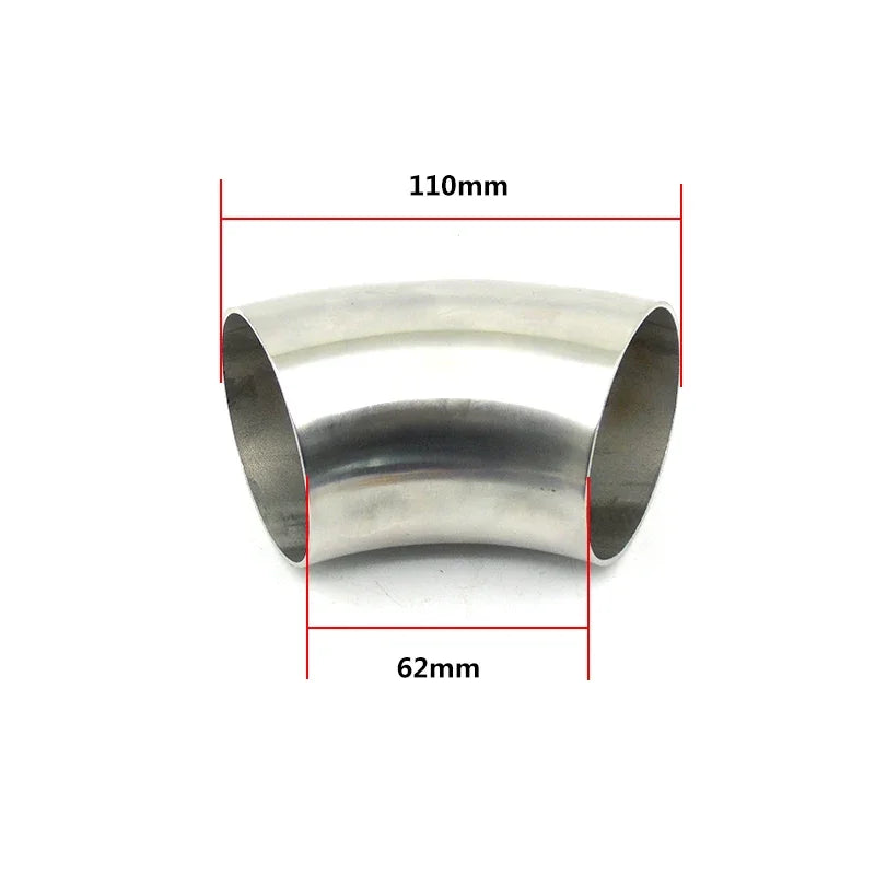 Tuyau coudé de 2,5 pouces 63mm en acier inoxydable 304, épaisseur 1,5mm