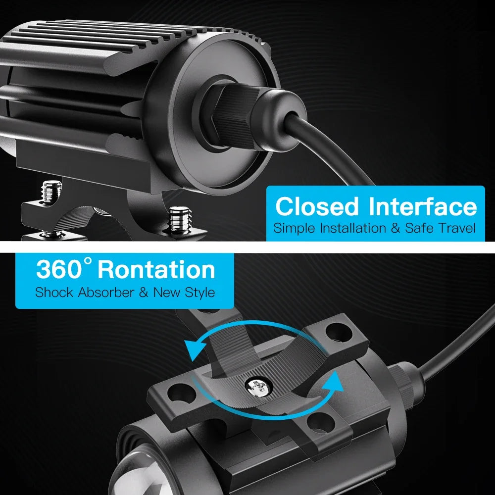 High-Intensity LED Motorcycle Fog Light with Adjustable Lens