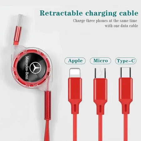 Car Interior 3 In 1 Fast Charger USB Data Cable &ndash; Convenient Connectivity for Mercedes Benz