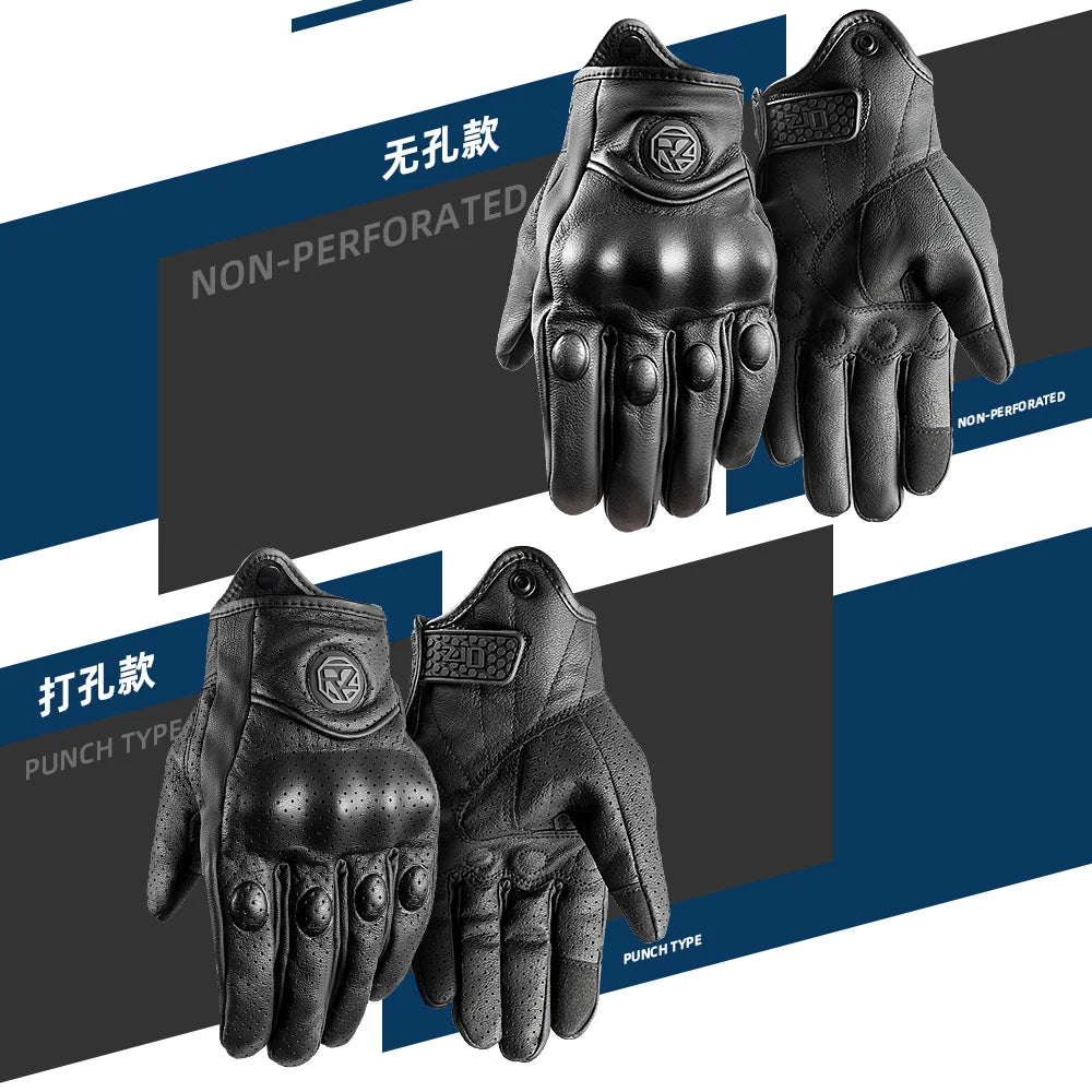 ORZ Goatskin Motorcycle Riding Gloves &ndash; Full Finger Comfort