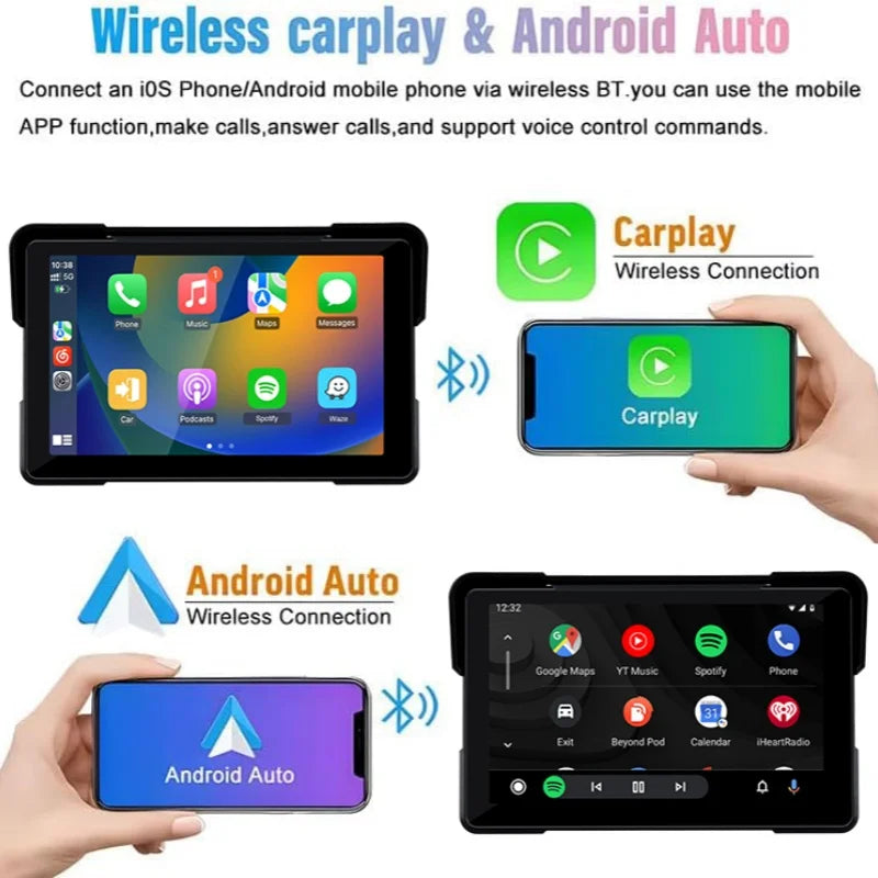 Jansite 5 Inch CarPlay Motorcycle DVR &ndash; Wireless Connectivity and Portable Design