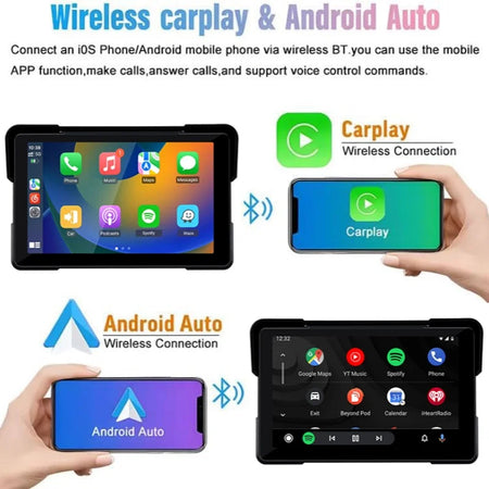 Jansite 5 Inch CarPlay Motorcycle DVR &ndash; Wireless Connectivity and Portable Design