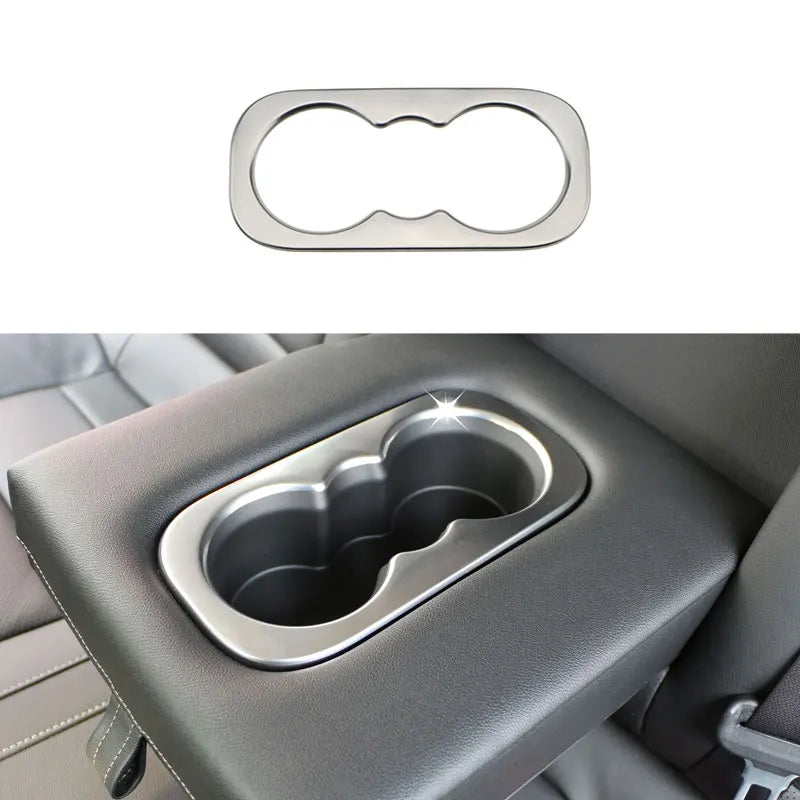 Κάλυμμα Διακοσμητικό Αυτοκόλλητο Ποτηροθήκης Πίσω Renault Koleos, ABS Ανοξείδωτο Ατσάλι, Ασημί