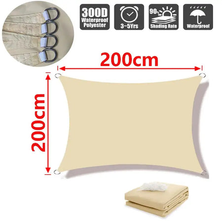 GFDYML Waterproof Sun Shade Sail for Gardens and Terraces Beige 200x200cm