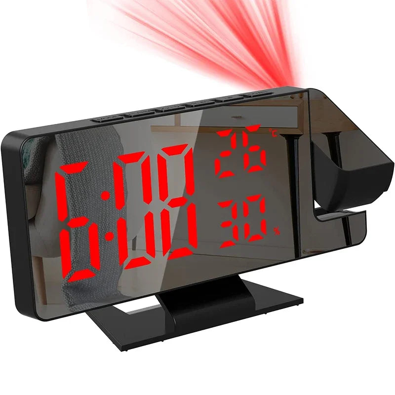 LED Digital Projection Alarm Clock with Temperature Display and Snooze Function Red