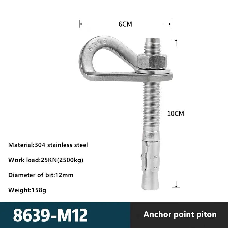 XD-8608 Rock Climb Anchor Point Piton Nut &ndash; Stainless Steel M12-Piton