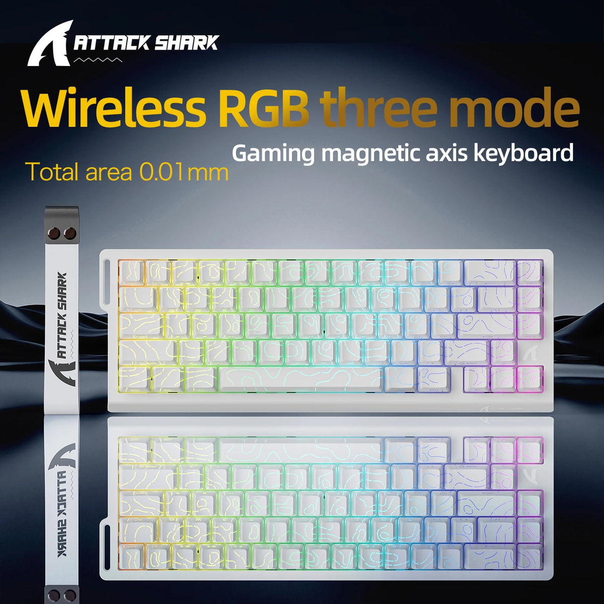 X68HE ATTACK SHARK &ndash; Ultra-Fast 0.125ms Response Time White Line Wireless / Magnetic Switch