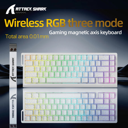 X68HE ATTACK SHARK &ndash; Ultra-Fast 0.125ms Response Time White Line Wireless / Magnetic Switch