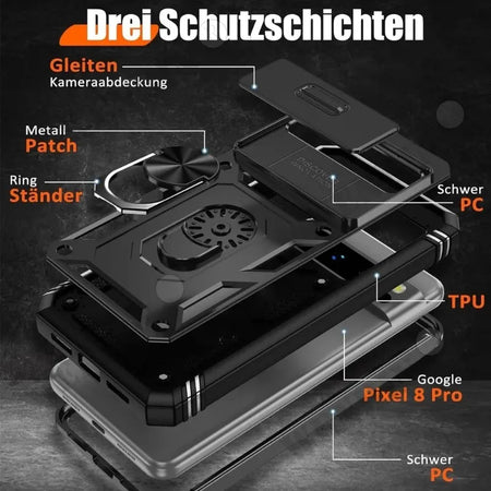 Heavy Duty Armor Case with 360 Degree Rotating Kickstand for Google Pixel 9A, 9, 8, 7 Pro, 8A, 7A, 6A - Shockproof Protective Cover