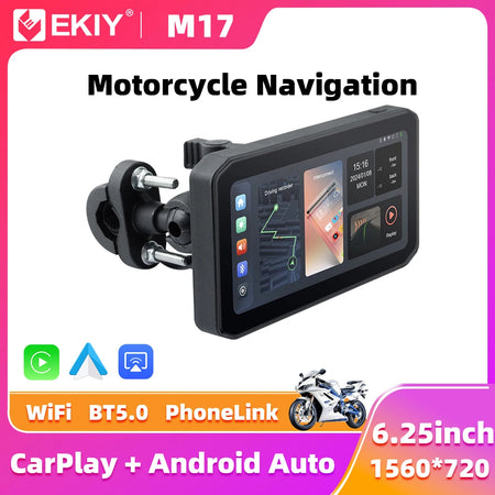 EKIY 6.25 Inch Portable Digital Motorcycle Dashboard &ndash; Wireless CarPlay and Android Auto