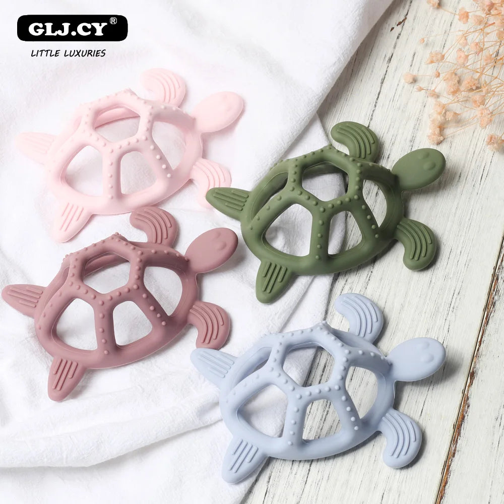 Food Grade Silicone Cartoon Animal Teether - Turtle Design