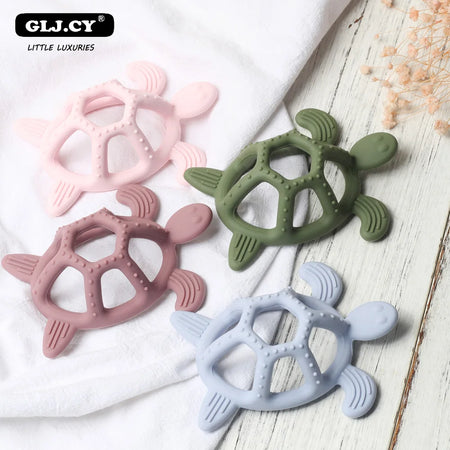 Food Grade Silicone Cartoon Animal Teether - Turtle Design
