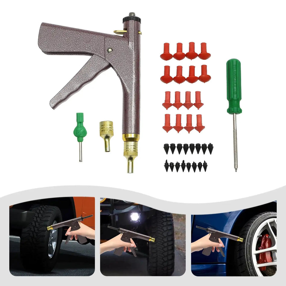 Tubeless Tire Repair Kit With Plugs &ndash; Portable Vacuum Gun