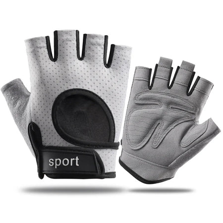 Fingerless Sports Training Gloves for Men &amp; Women - Anti-slip Cycling &amp; Gym Accessory Light grey / XL