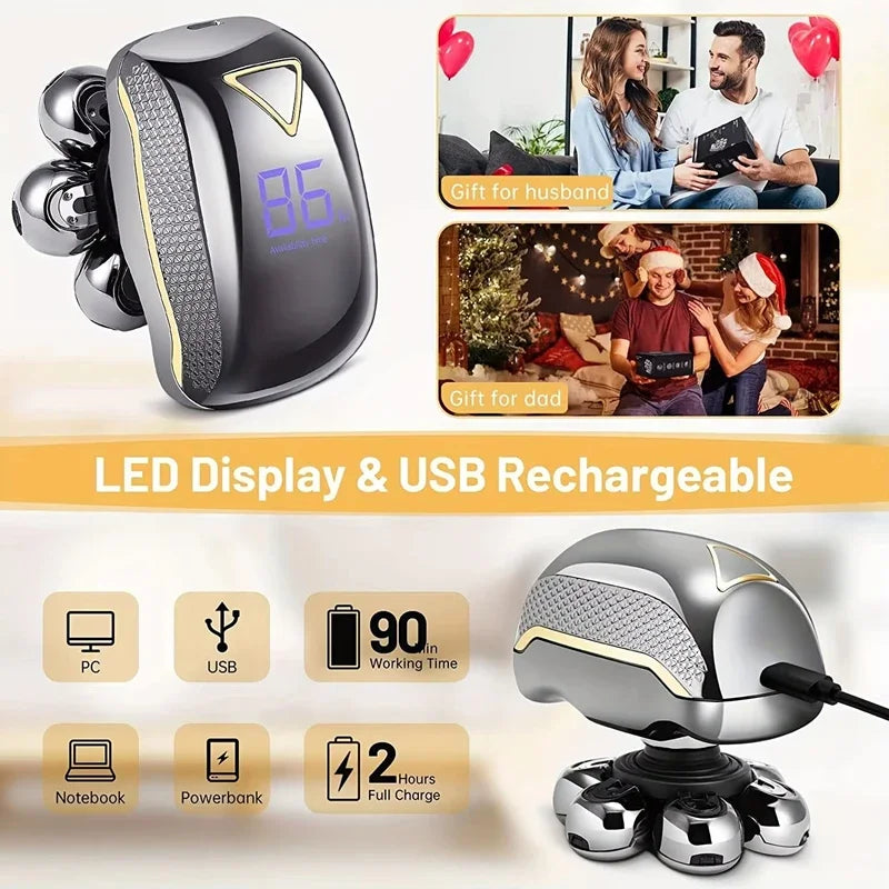 Versatile Wet Dry Electric Shaver with LCD Display and 5-in-1 Grooming Kit