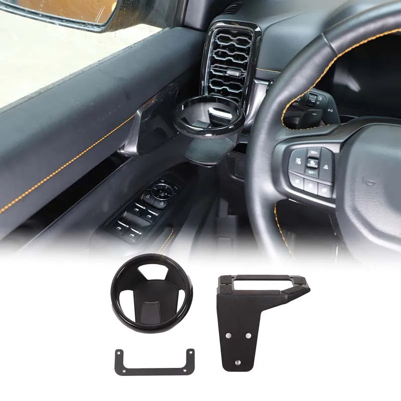 Portavasos negro de tablero de acero al carbono para Ford Ranger 2023