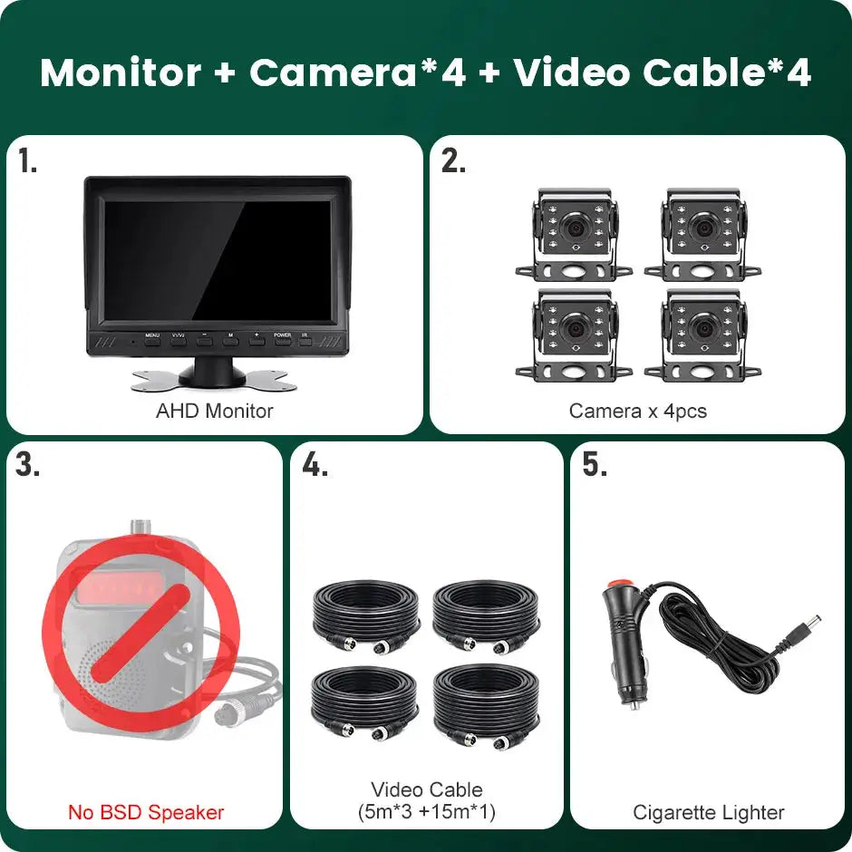 7 Inch 4CH DVR Monitor With AI Blind Spot Radar And IR Camera by InterCyprus Trading Ltd