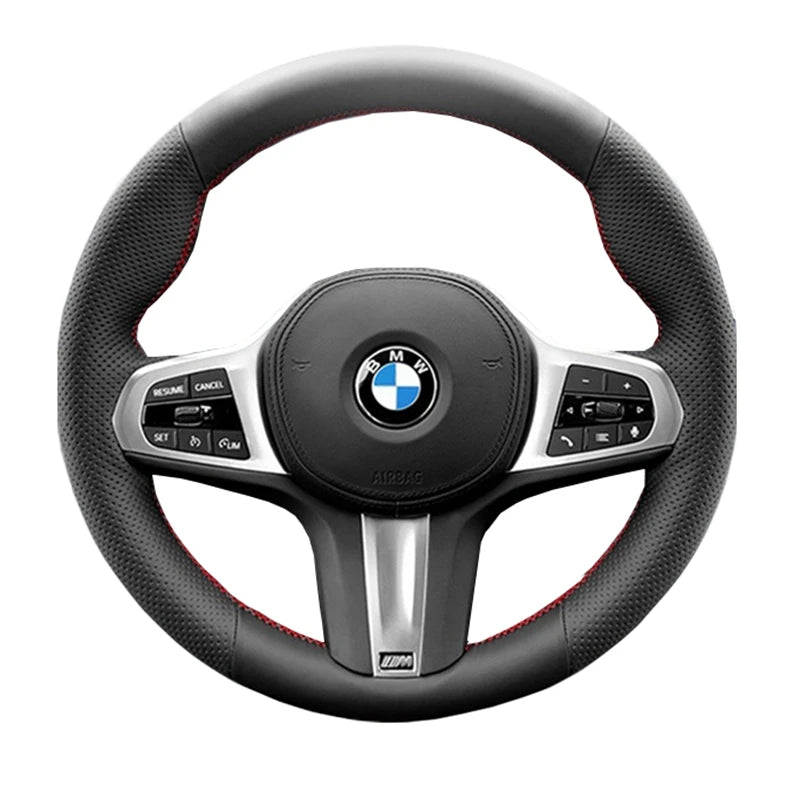 Housse de Volant Cousue à la Main en Cuir Noir pour BMW G30 G31 G32 G20 G21 G14 G15 G16 X3 G01 X4 G02 X5 G05