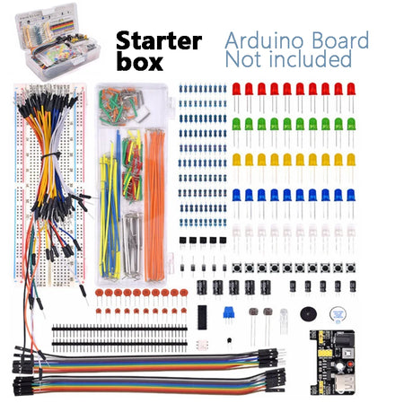 DIY Project Starter Kit for Arduino UNO R3 &ndash; Complete Electronics Set with 830 Tie-Points Breadboard Starter Box 1pcs