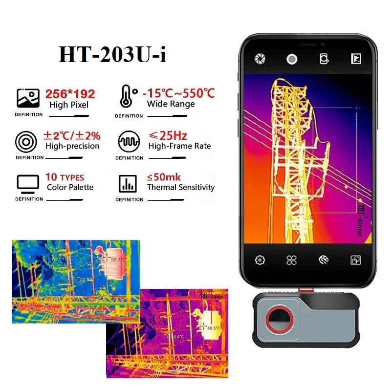 Android Type-C Mobile Thermal Camera: 256x192 Pixels, -20&deg;C to 550&deg;C Infrared Imager for Electrical Repair