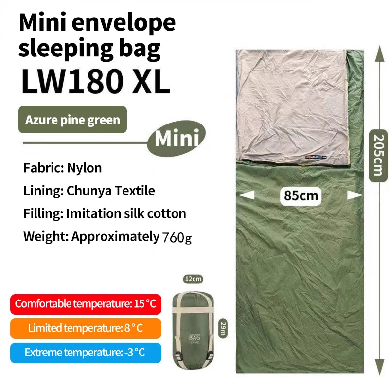 Camping Ultralight Compact Sleeping Bag &ndash; Waterproof Green 180XL