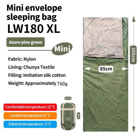 Camping Ultralight Compact Sleeping Bag &ndash; Waterproof Green 180XL