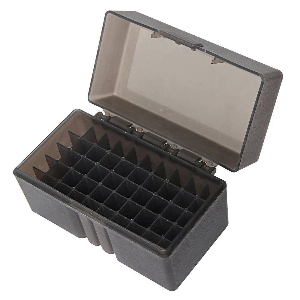 L1QPJ0502 50-Round Flip-Top Rifle Ammo Box &ndash; Easy Access Gray